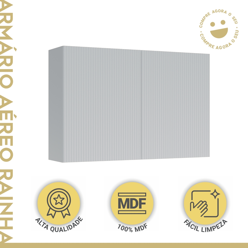 Armário Aéreo 2 Portas 120cm 100% MDF Rainha Branco