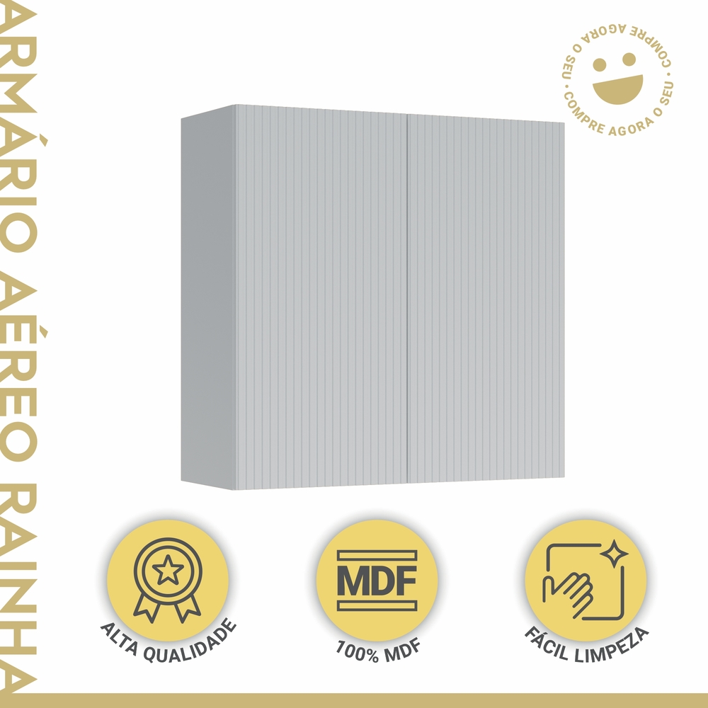 Armário Aéreo 2 Portas 80cm 100% MDF Rainha Branco