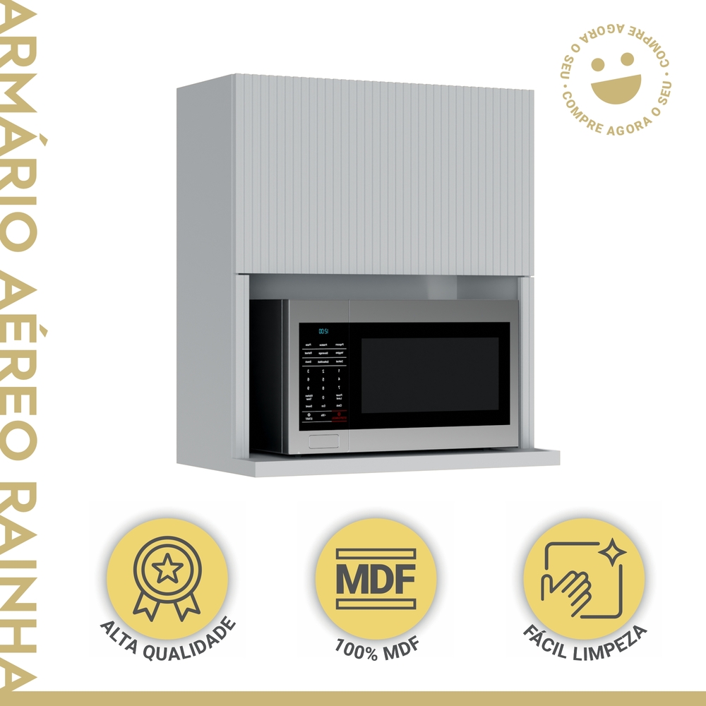 Armário Aéreo Micro 1 Porta Basculante 70cm 100% MDF Rainha Branco