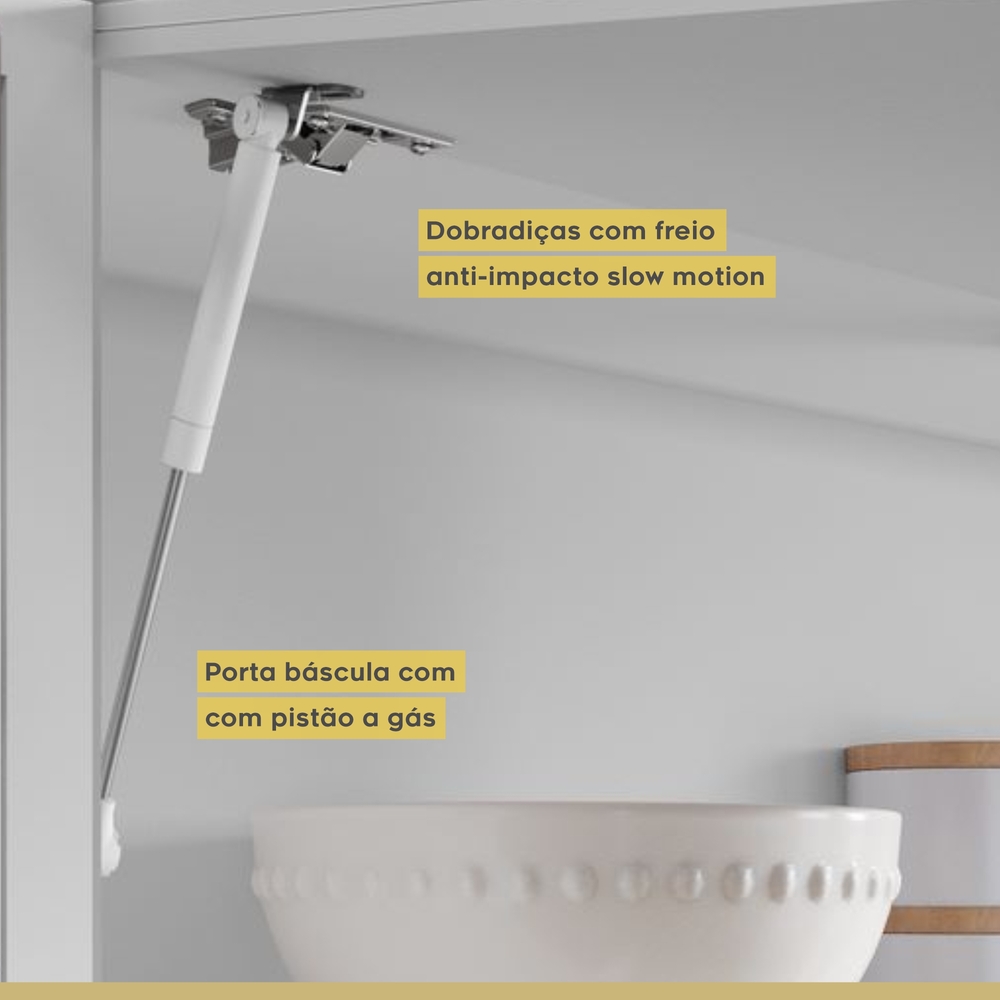 Armário Aéreo Micro 1 Porta Basculante 70cm 100% MDF Rainha Branco