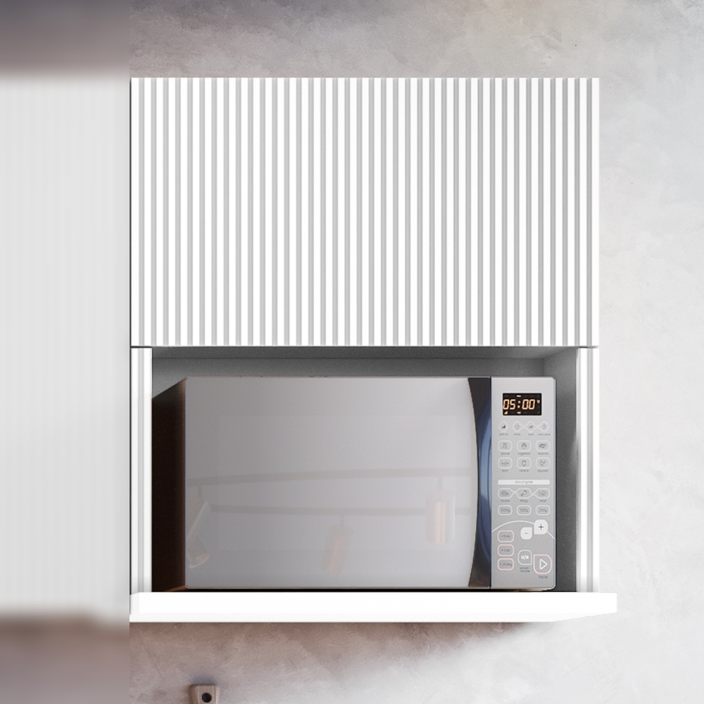 Armário Aéreo Micro 1 Porta Basculante 70cm 100% MDF Rainha Branco