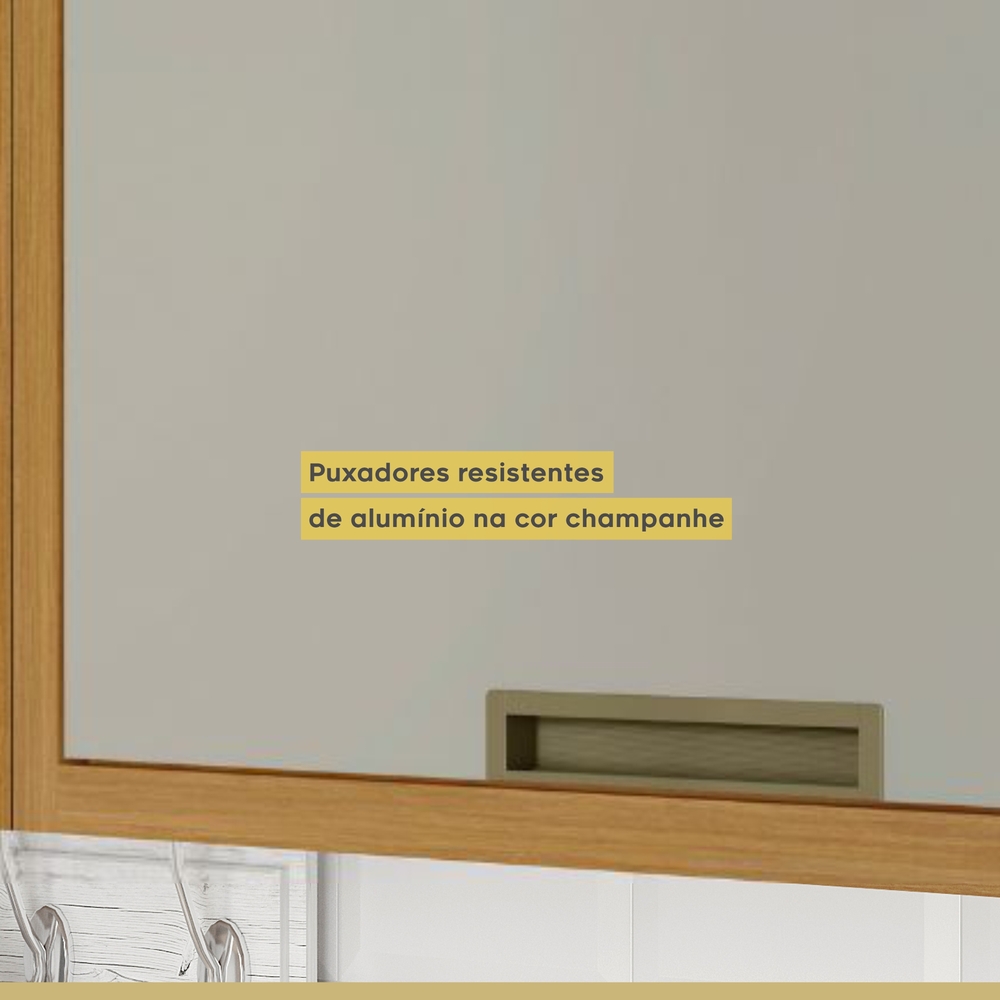 Armário Aéreo para Geladeira 1 Porta Basculante Imperatriz Nesher Móveis Freijó/Off White