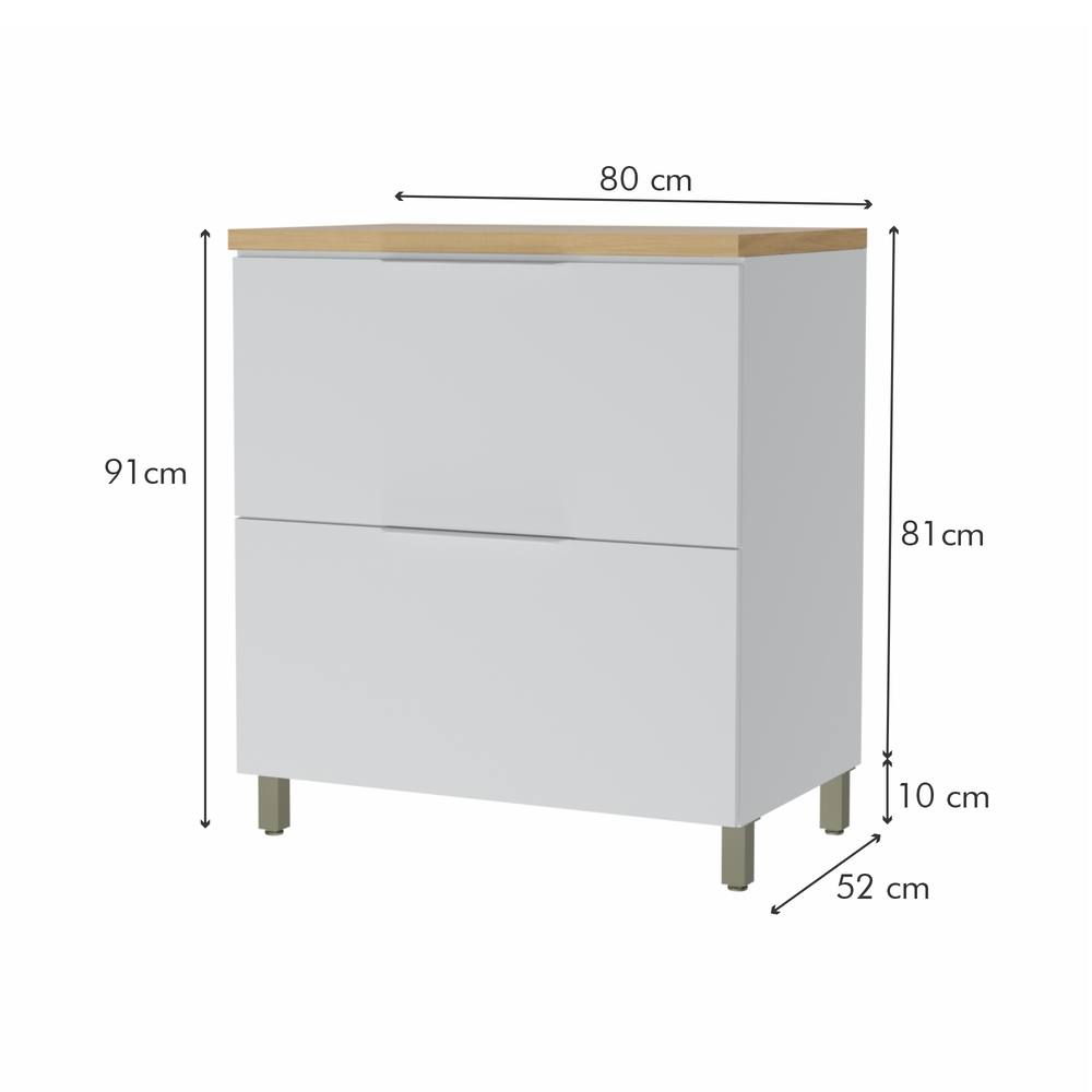 Balcão 1 Porta 1 Gaveta Marquesa 80cm 100% MDF Móveis Nesher Branco