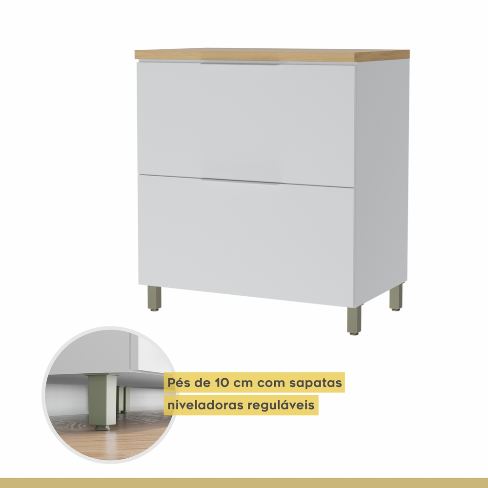 Balcão 1 Porta 1 Gaveta Marquesa 80cm 100% MDF Móveis Nesher Branco