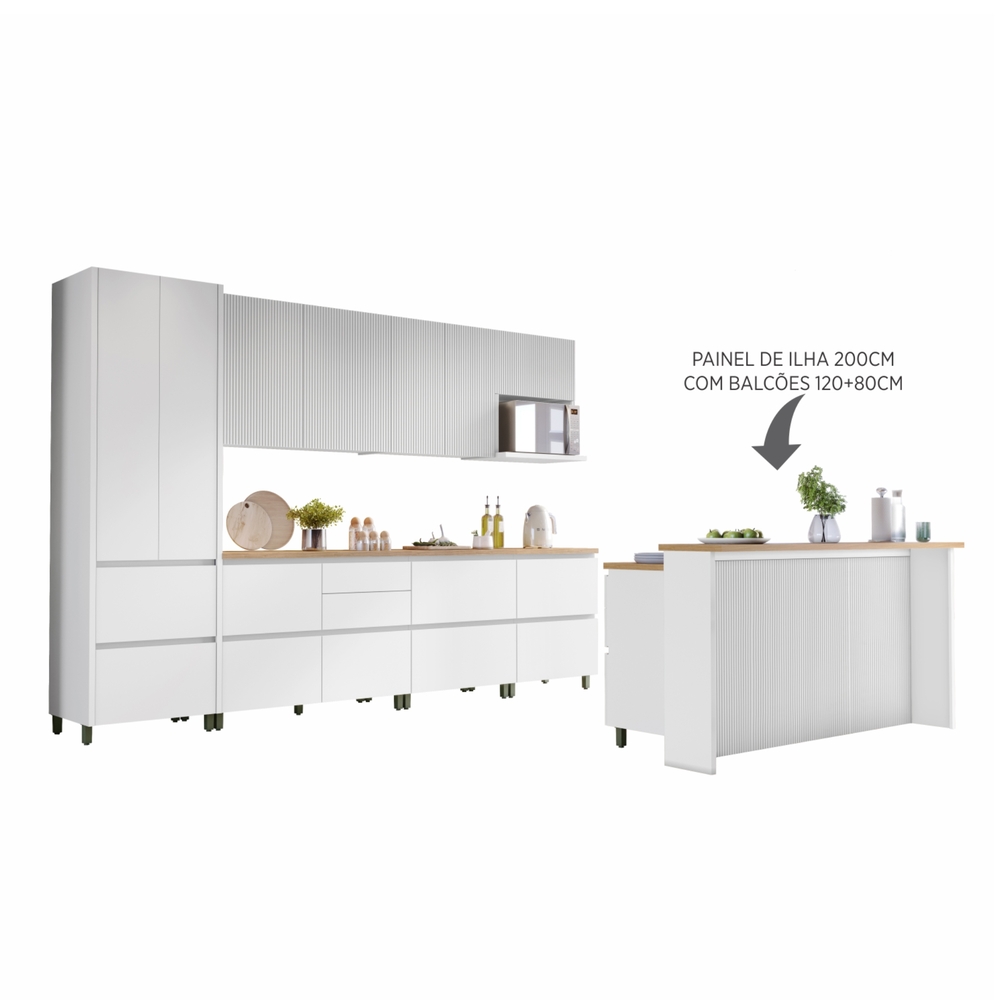 Cozinha 10 Peças 100% MDF Rainha Gourmet Branco