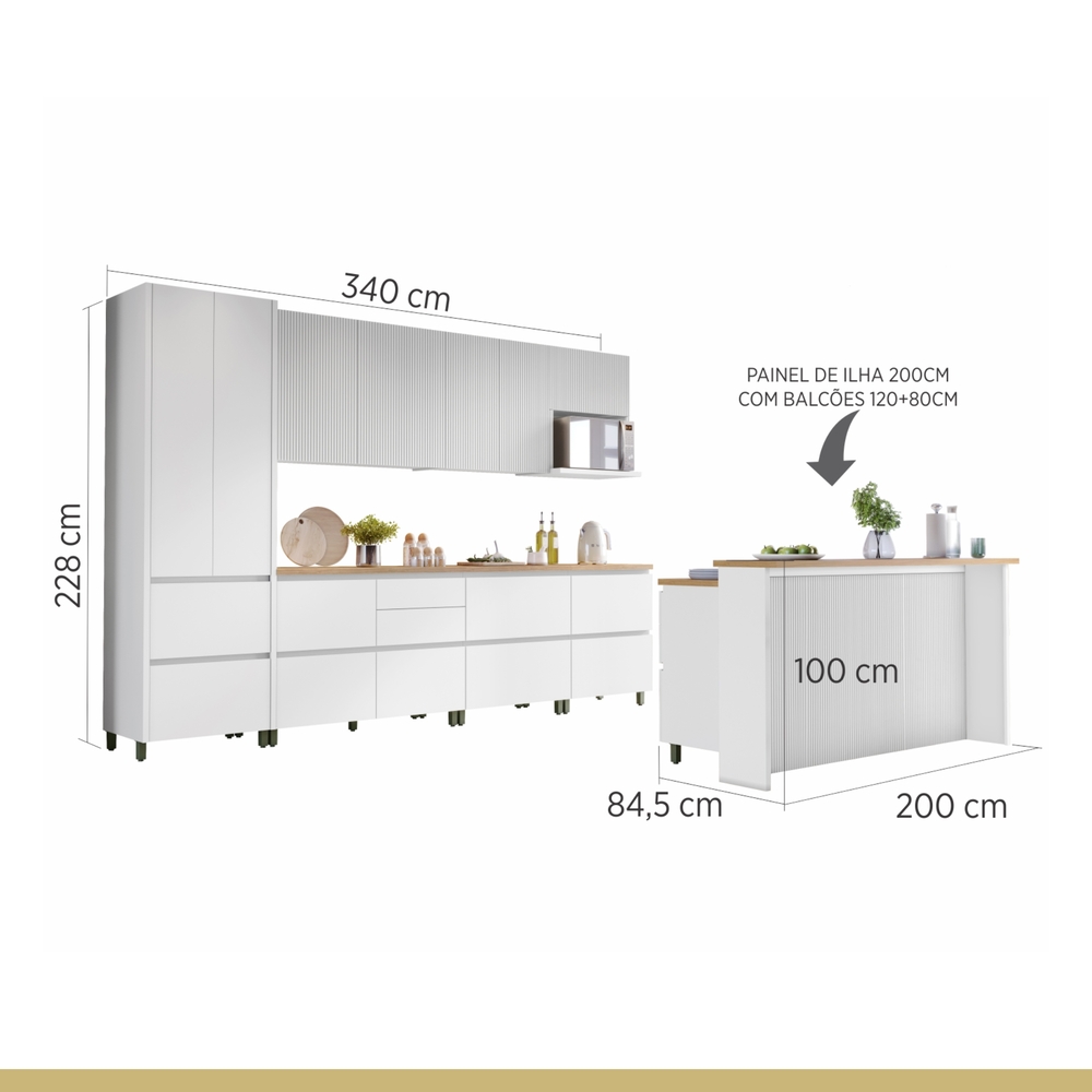 Cozinha 10 Peças 100% MDF Rainha Gourmet Branco