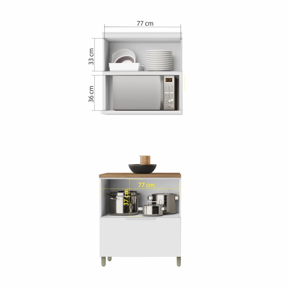 Cozinha 2 Peças 100% MDF Marquesa Branco