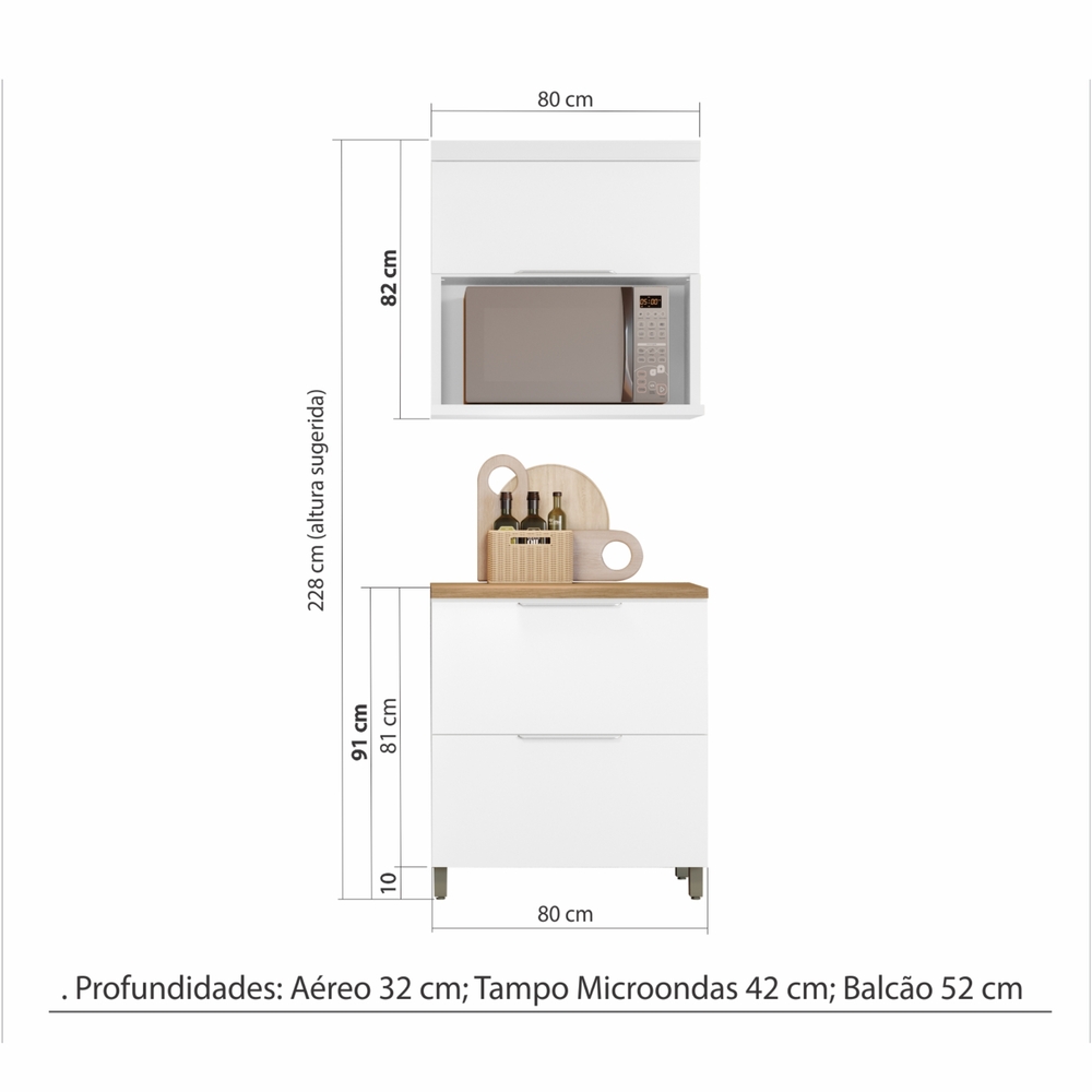 Cozinha 2 Peças 100% MDF Marquesa Branco