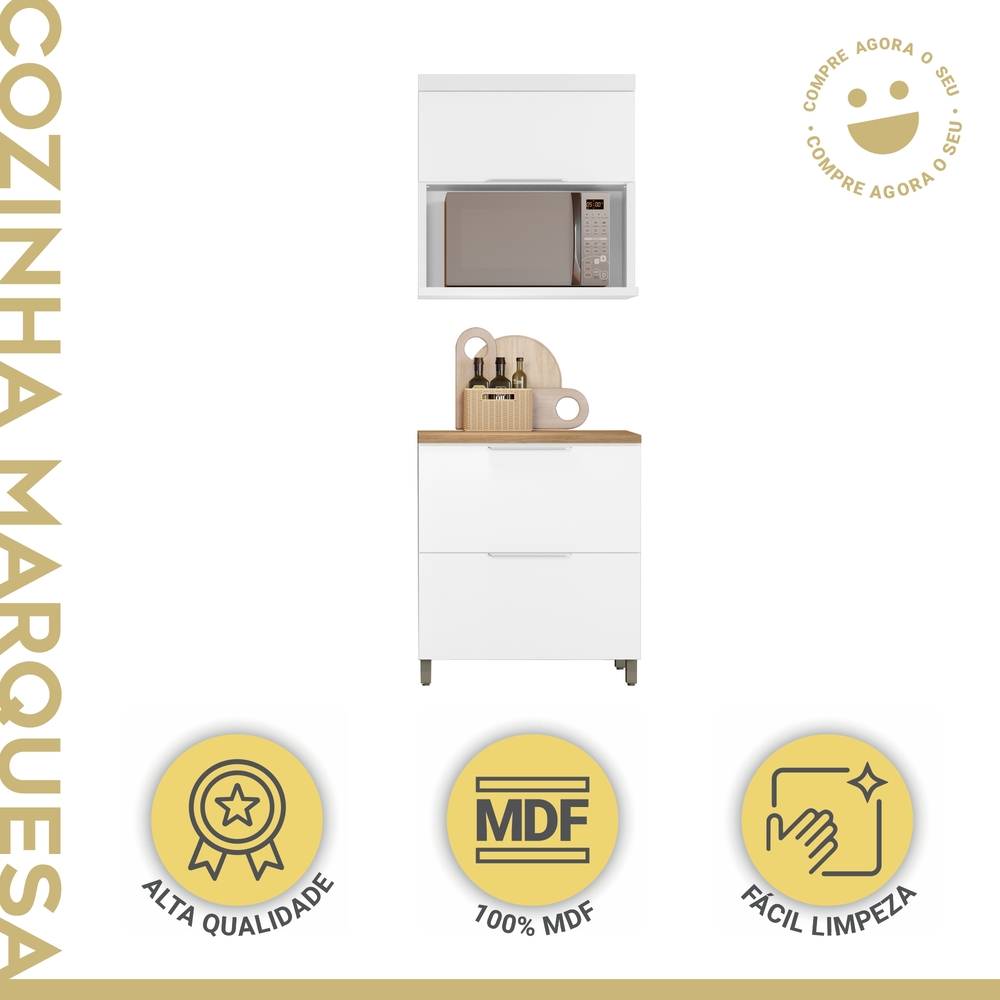 Cozinha 2 Peças 100% MDF Marquesa Branco