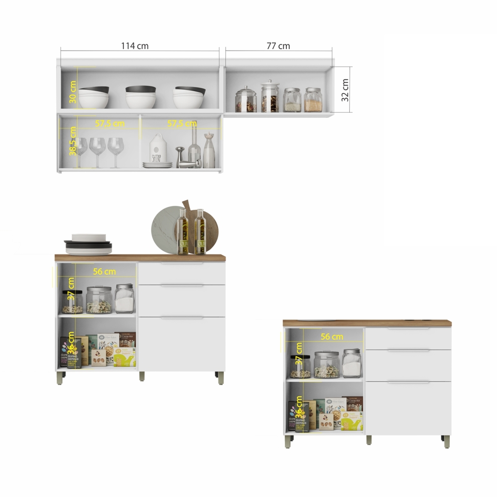 Cozinha 5 Peças 100% MDF Marquesa Gourmet Branco