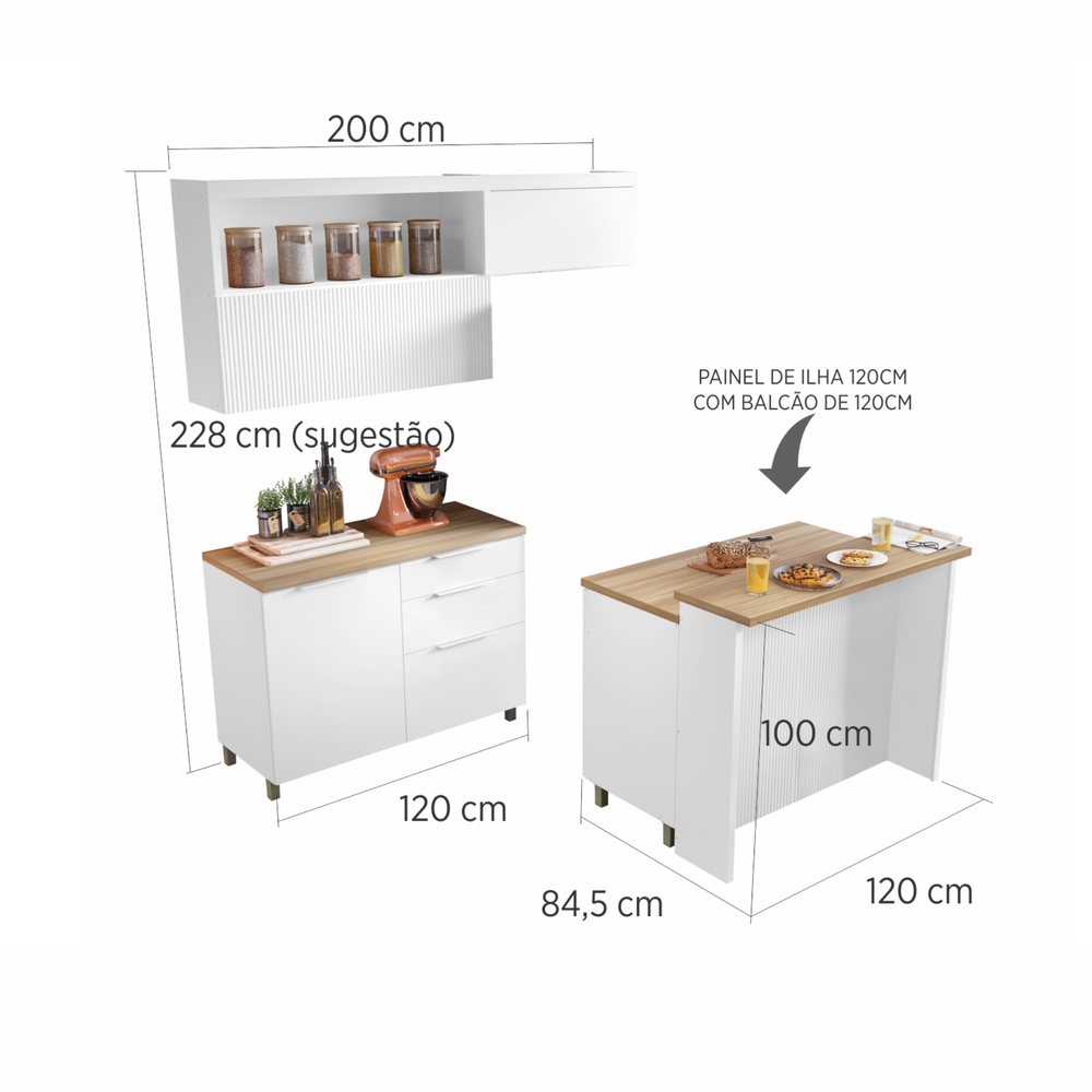 Cozinha 5 Peças 100% MDF Marquesa Gourmet Branco