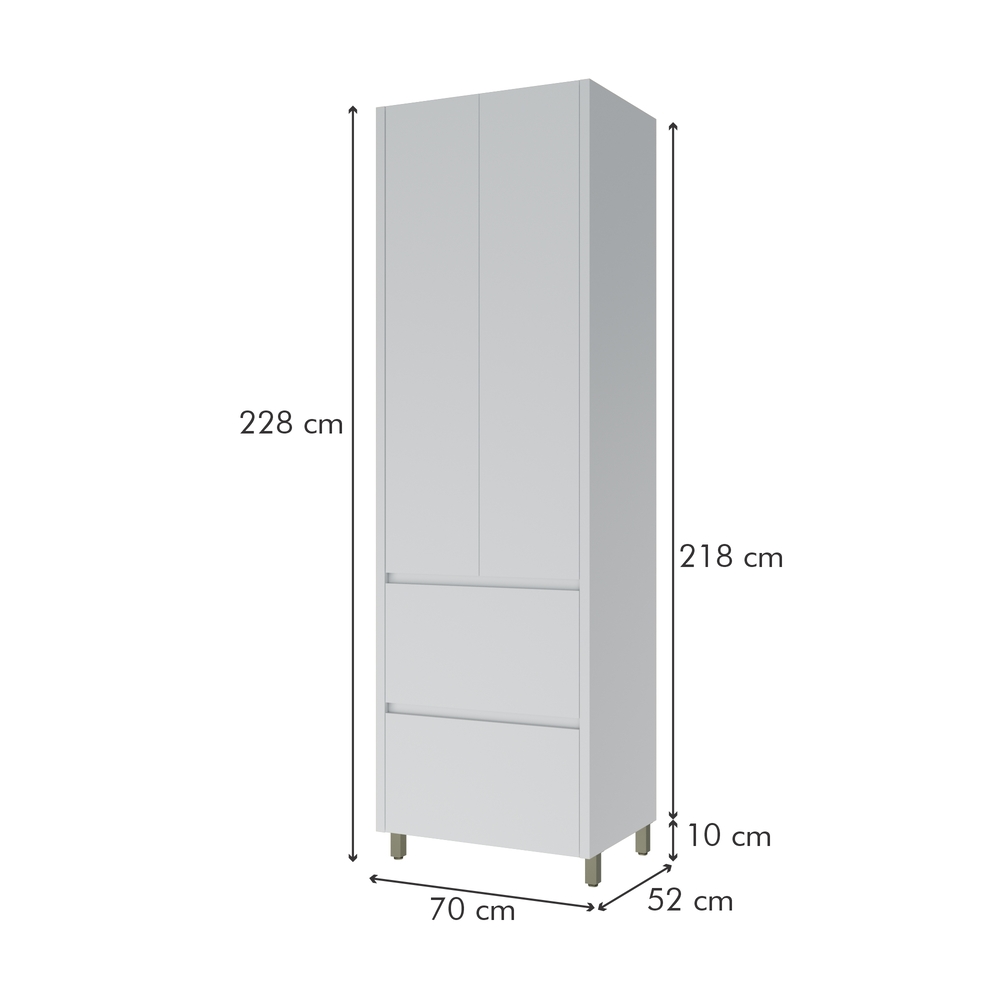Paneleiro 2 Portas 2 Gavetas 70cm 100% MDF Rainha Branco