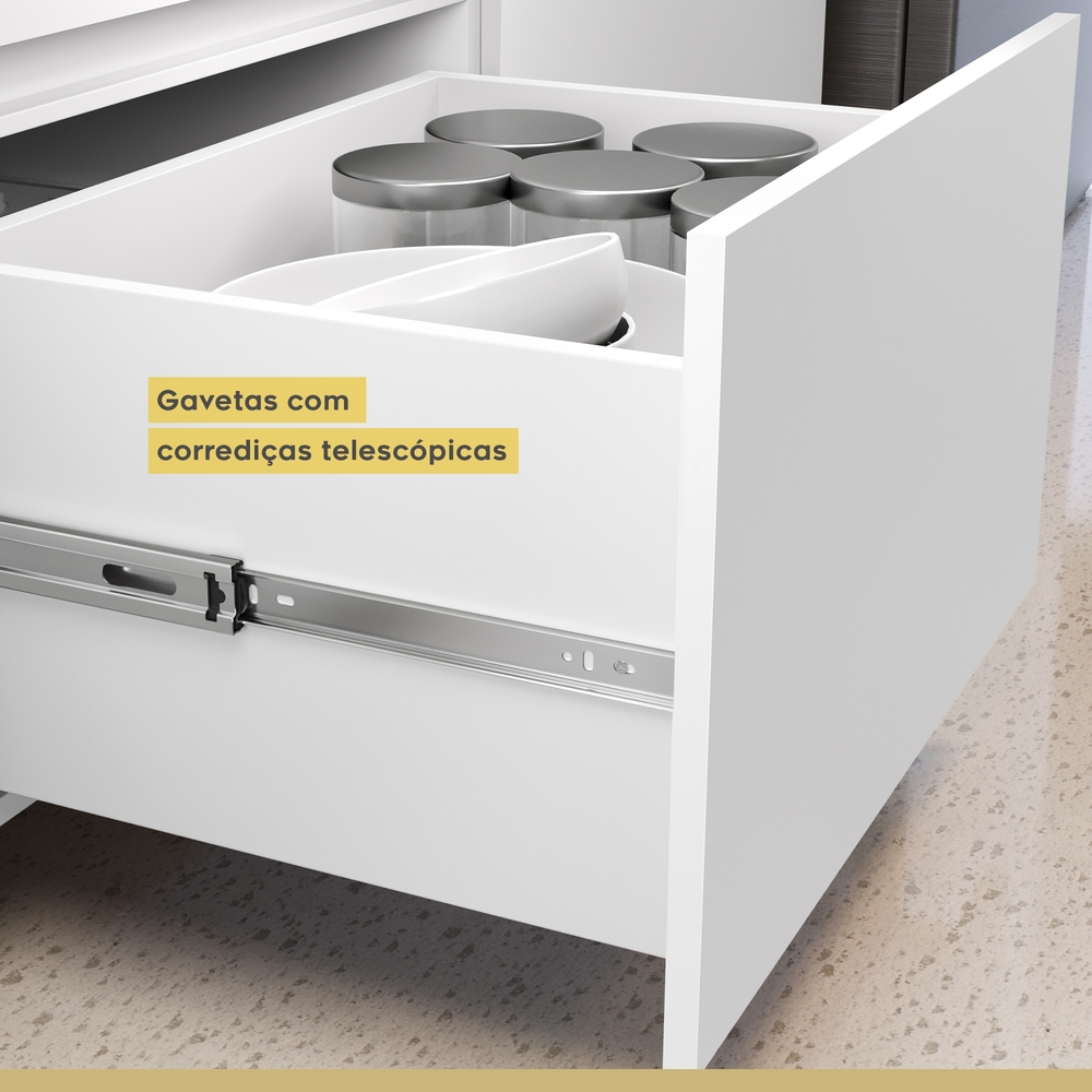 Paneleiro 2 Portas 2 Gavetas 70cm 100% MDF Rainha Branco