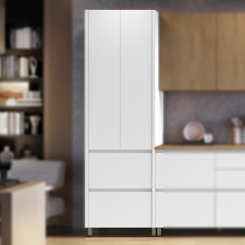 Paneleiro 2 Portas 2 Gavetas 70cm 100% MDF Rainha Branco
