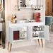 Aparador Buffet Retro Branco Mel Com 4 Portas Com Pés 1,60x0,81 para Sala De Estar Jantar Luxo Gd