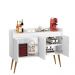 Aparador Buffet Retro Branco Mel Com 4 Portas Com Pés 1,60x0,81 para Sala De Estar Jantar Luxo Gd