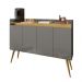 Aparador Buffet Retro Cinza Mel Com 4 Portas Com Pés 1,60x0,81 para Sala De Estar Jantar Luxo Gd