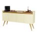 Aparador Buffet Retro Off White Com 4 Portas Com Pés 1,60x0,81 para Sala De Estar Jantar Luxo Gd