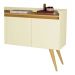 Aparador Buffet Retro Off White Com 4 Portas Com Pés 1,60x0,81 para Sala De Estar Jantar Luxo Gd
