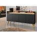 Aparador Buffet Retro Preto Com 4 Portas Com Pés 1,60x0,81 para Sala De Estar Jantar Luxo Gd