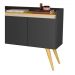 Aparador Buffet Retro Preto Com 4 Portas Com Pés 1,60x0,81 para Sala De Estar Jantar Luxo Gd