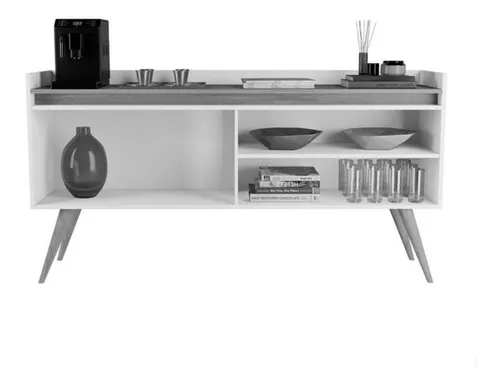 Aparador Buffet Retro Preto Com 4 Portas Com Pés 1,60x0,81 para Sala De Estar Jantar Luxo Gd