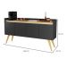 Aparador Buffet Retro Preto Com 4 Portas Com Pés 1,60x0,81 para Sala De Estar Jantar Luxo Gd