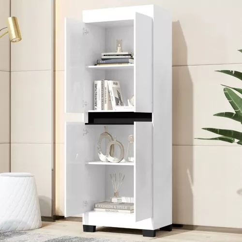 Armário Multiuso Organizador para Lavanderia Moderno com 4 Portas Top Luxo Gl