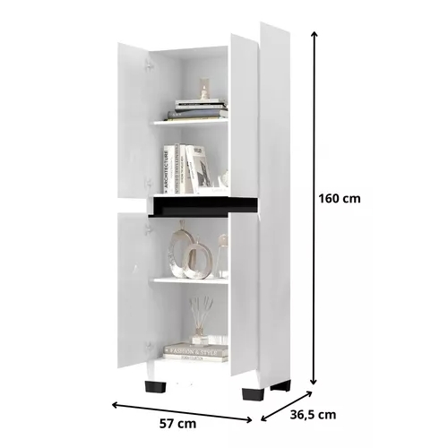 Armário Multiuso Organizador para Lavanderia Moderno com 4 Portas Top Luxo Gl