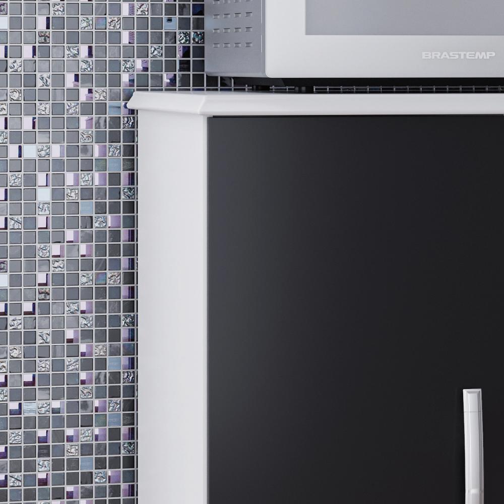 Balcão com Fruteira 1 Porta Ianá - Branco/Preto - Móveis Primus 