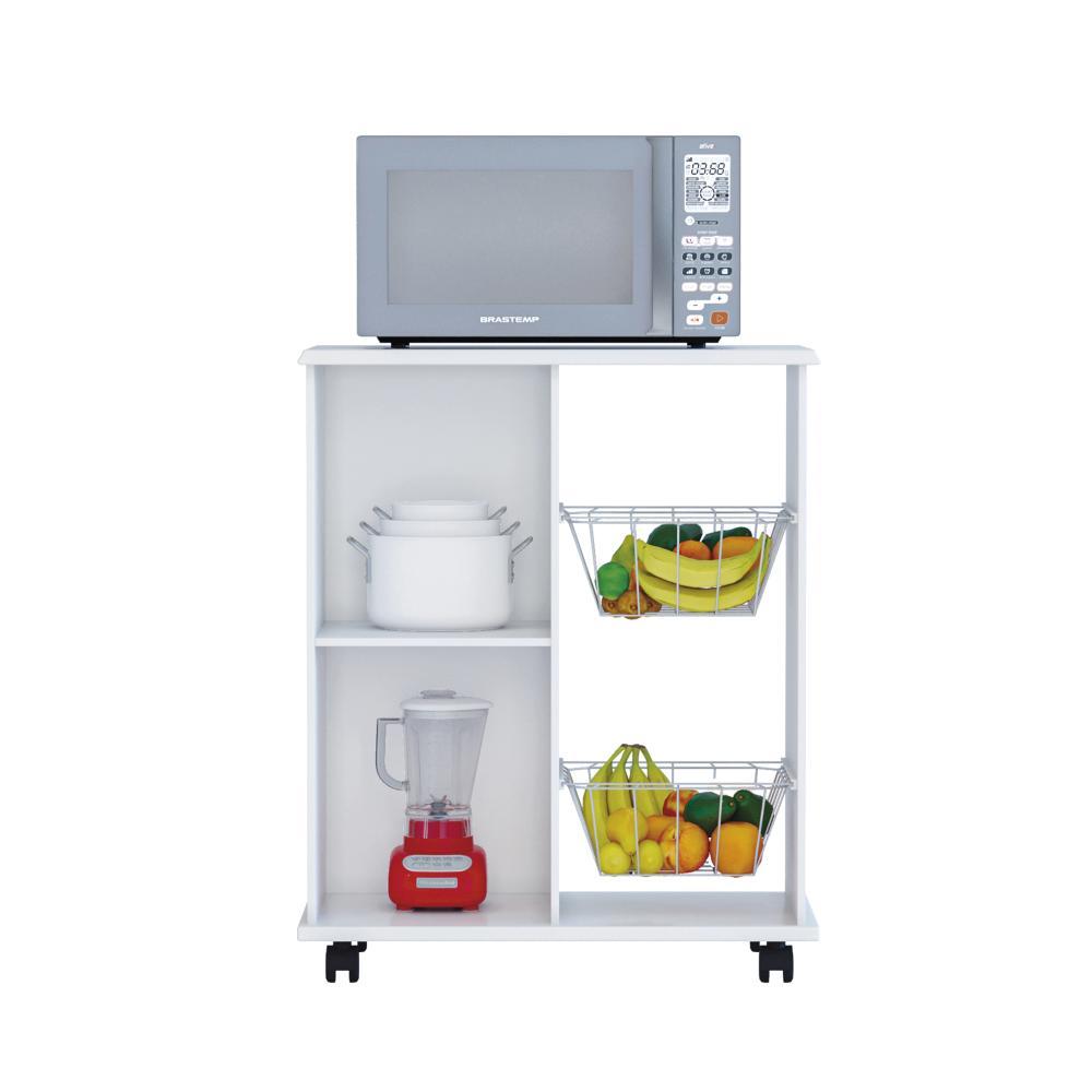 Balcão com Fruteira 1 Porta Ianá - Branco/Preto - Móveis Primus 