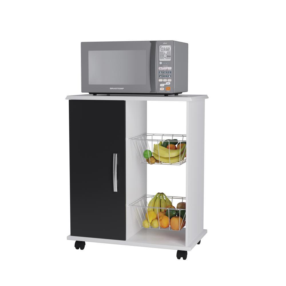 Balcão com Fruteira 1 Porta Ianá - Branco/Preto - Móveis Primus 