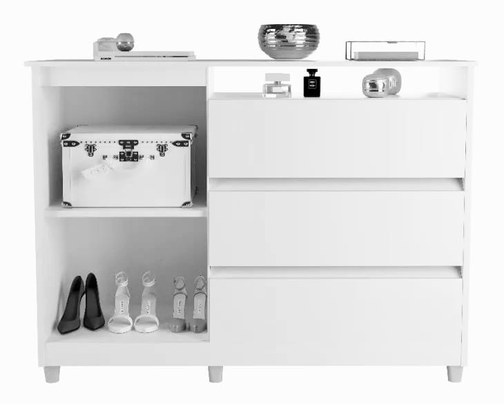 Cômoda Multiuso Organizadora Marrom Espaçosa Com 1 Porta 3 Gavetas Luxo Sk