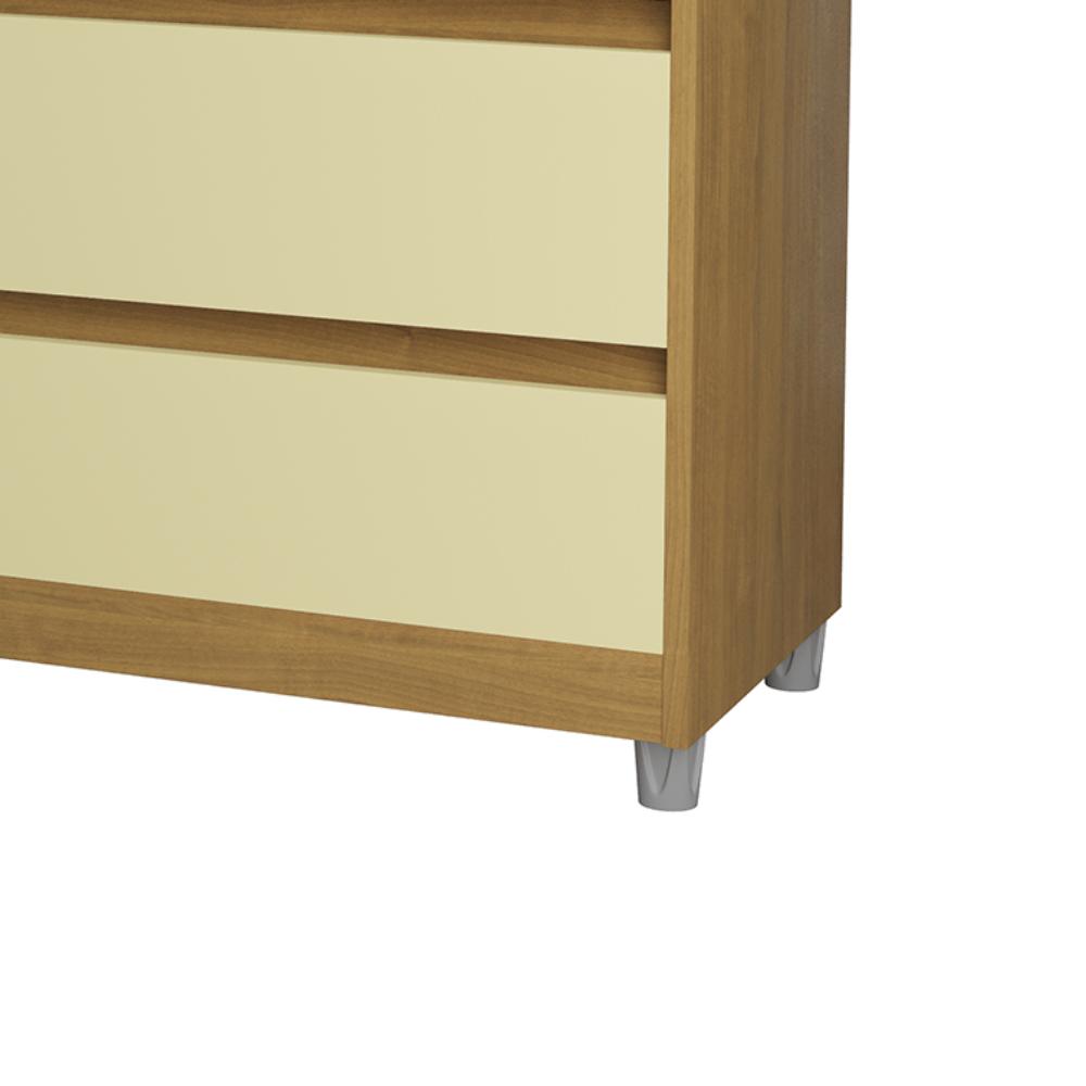 Cômoda com 3 Gavetas e 1 Porta Sky - Mel com Pérola - Móveis Primus
