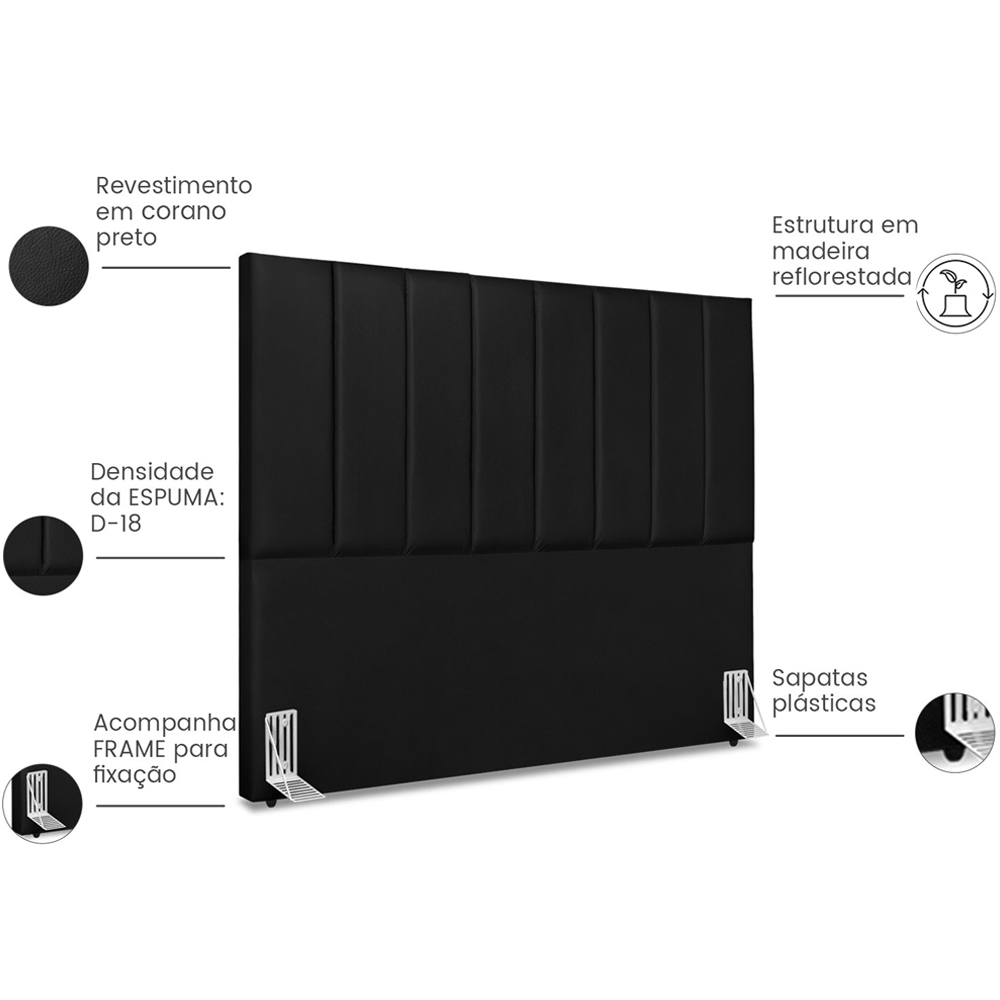 Cabeceira Casal 140cm Allia Corano Preto RM