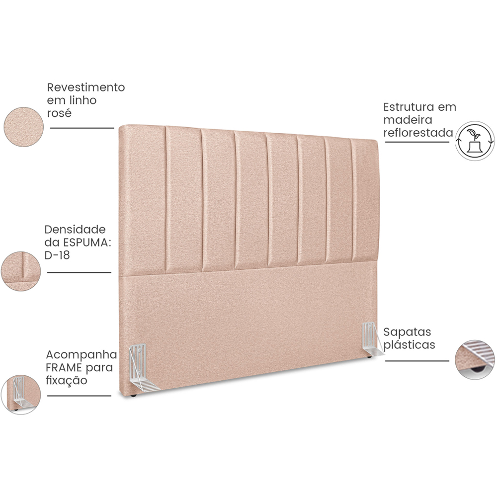 Cabeceira Casal 140cm Allia Linho Rose RM