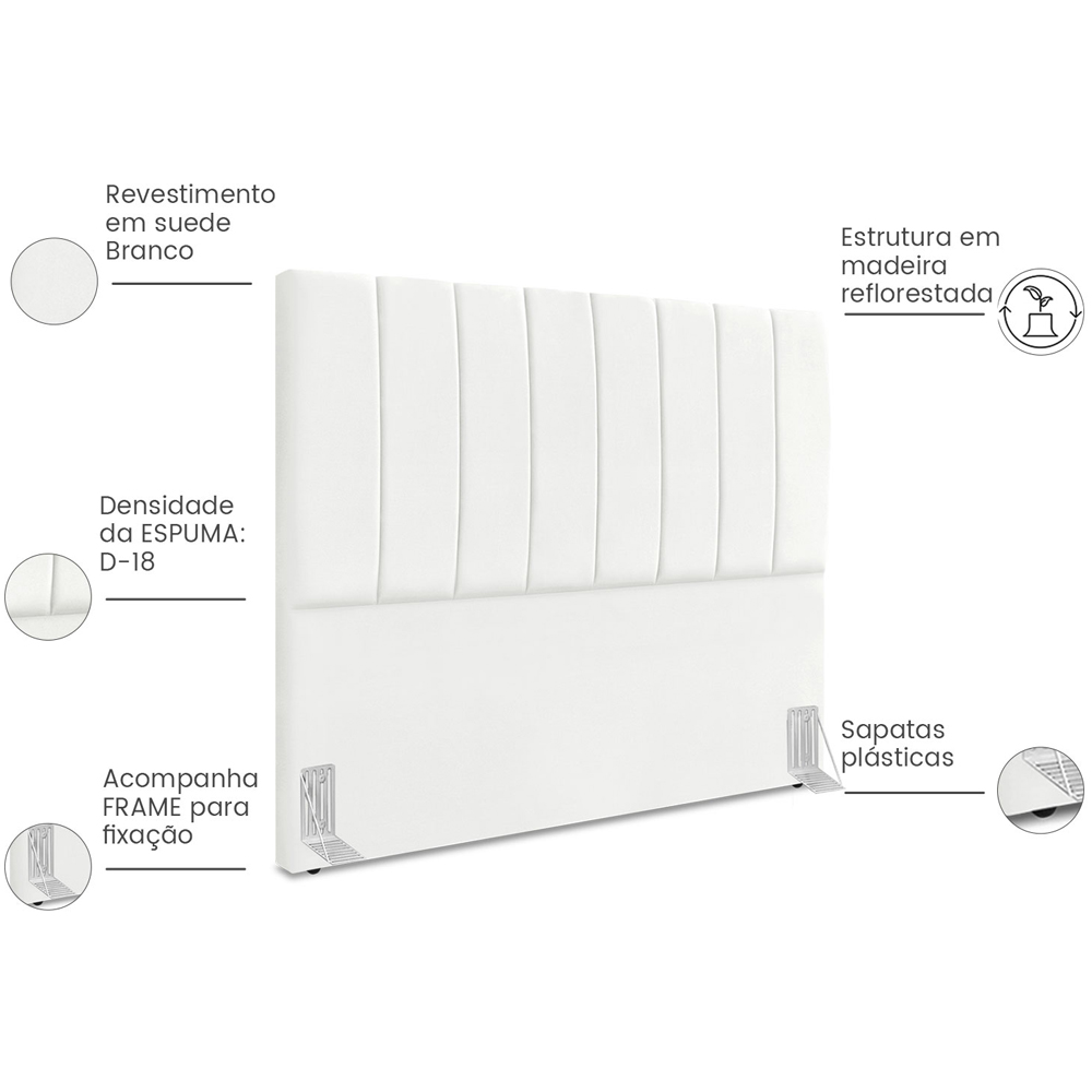 Cabeceira Casal 140cm Allia Suede Branco RM