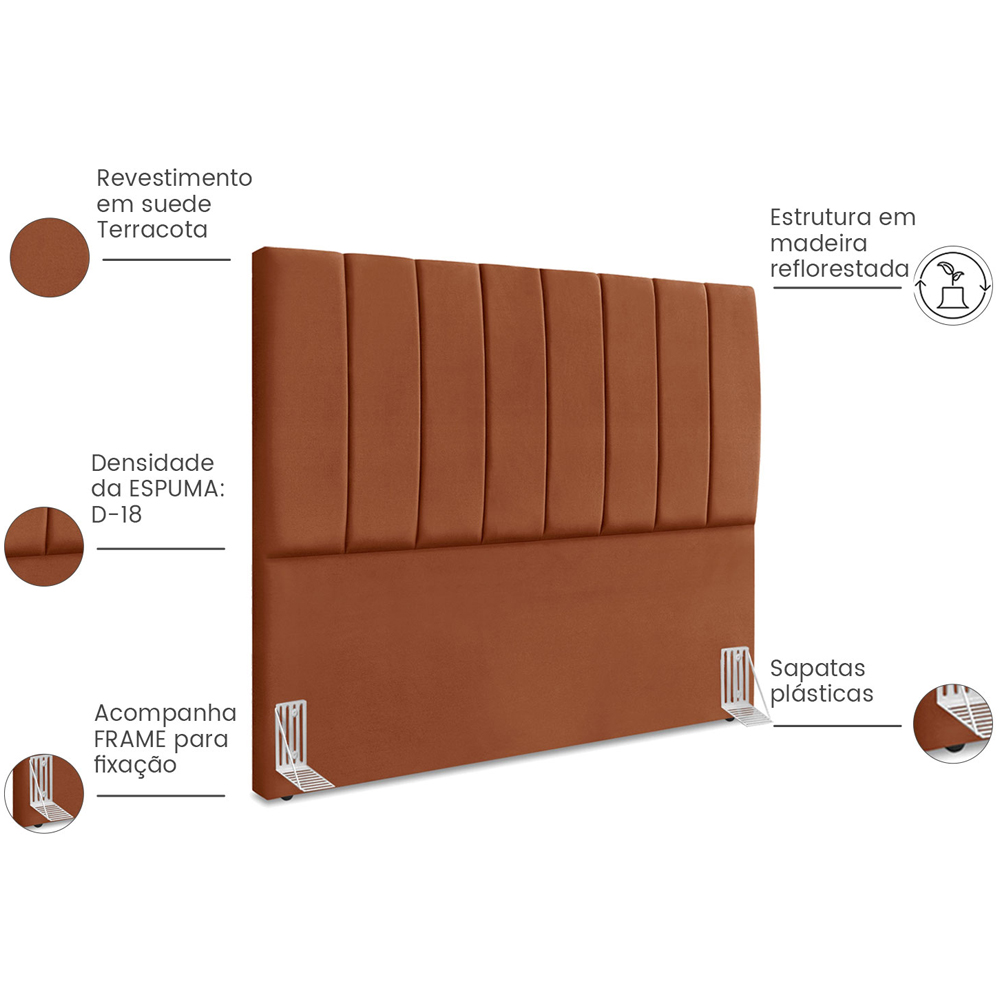 Cabeceira Casal 140cm Allia Suede Terracota RM