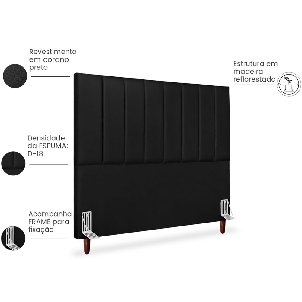 Cabeceira Casal 140cm Arlla Corano Preto RM
