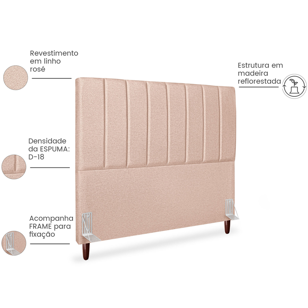 Cabeceira Casal 140cm Arlla Linho Rose RM