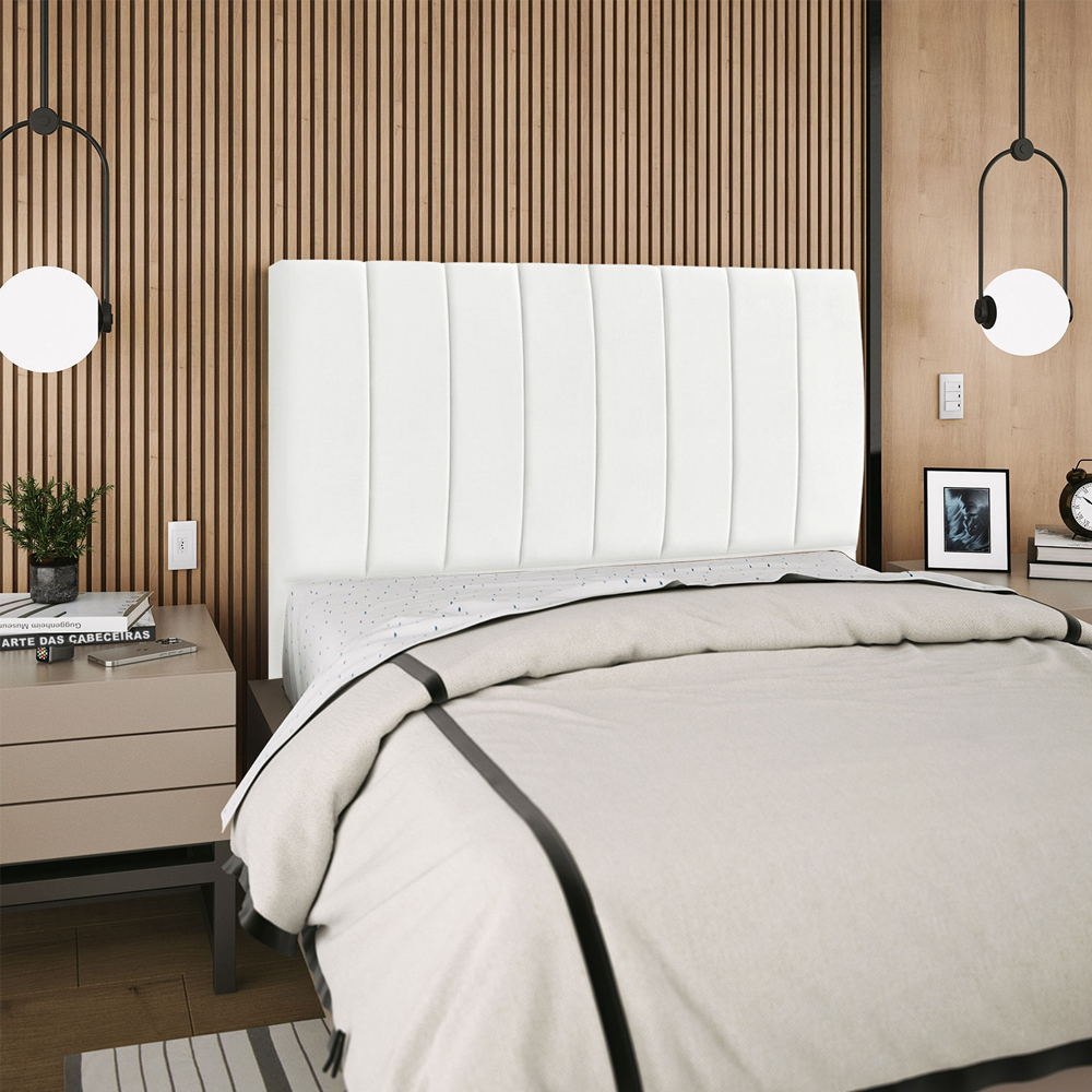 Cabeceira Casal 140cm Arlla Suede Branco RM