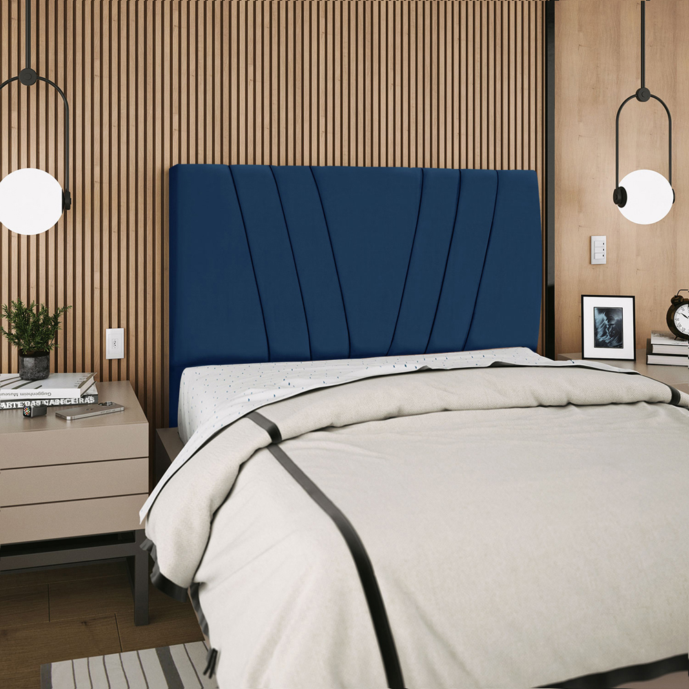 Cabeceira Casal 140cm Bell Suede Azul RM
