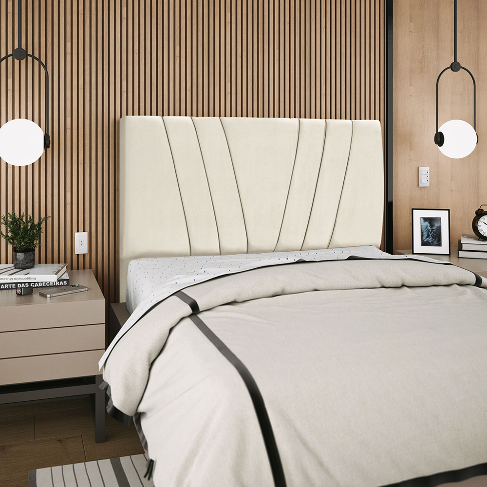 Cabeceira Casal 140cm Bell Suede Bege RM
