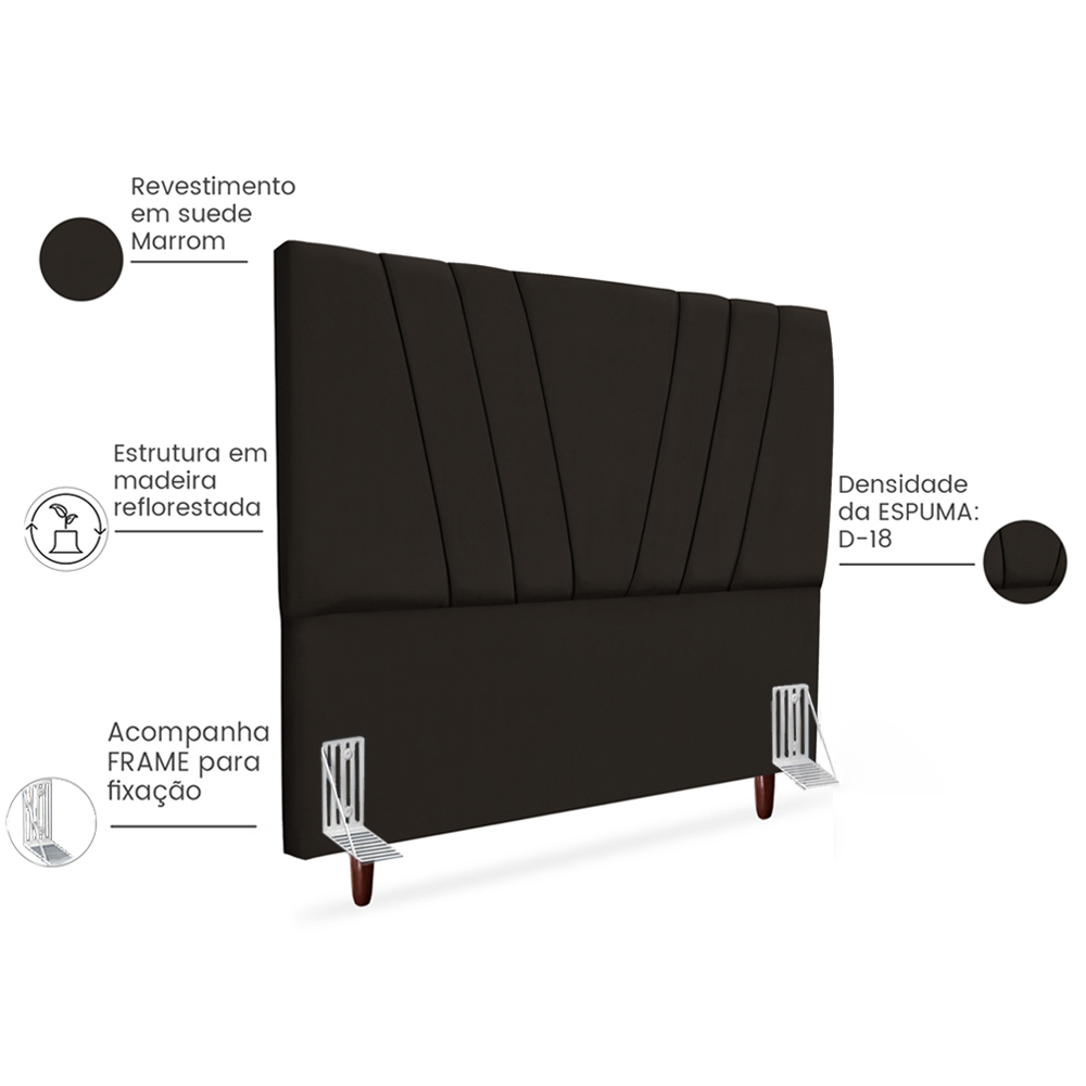Cabeceira Casal 140cm Bell Suede Marrom RM