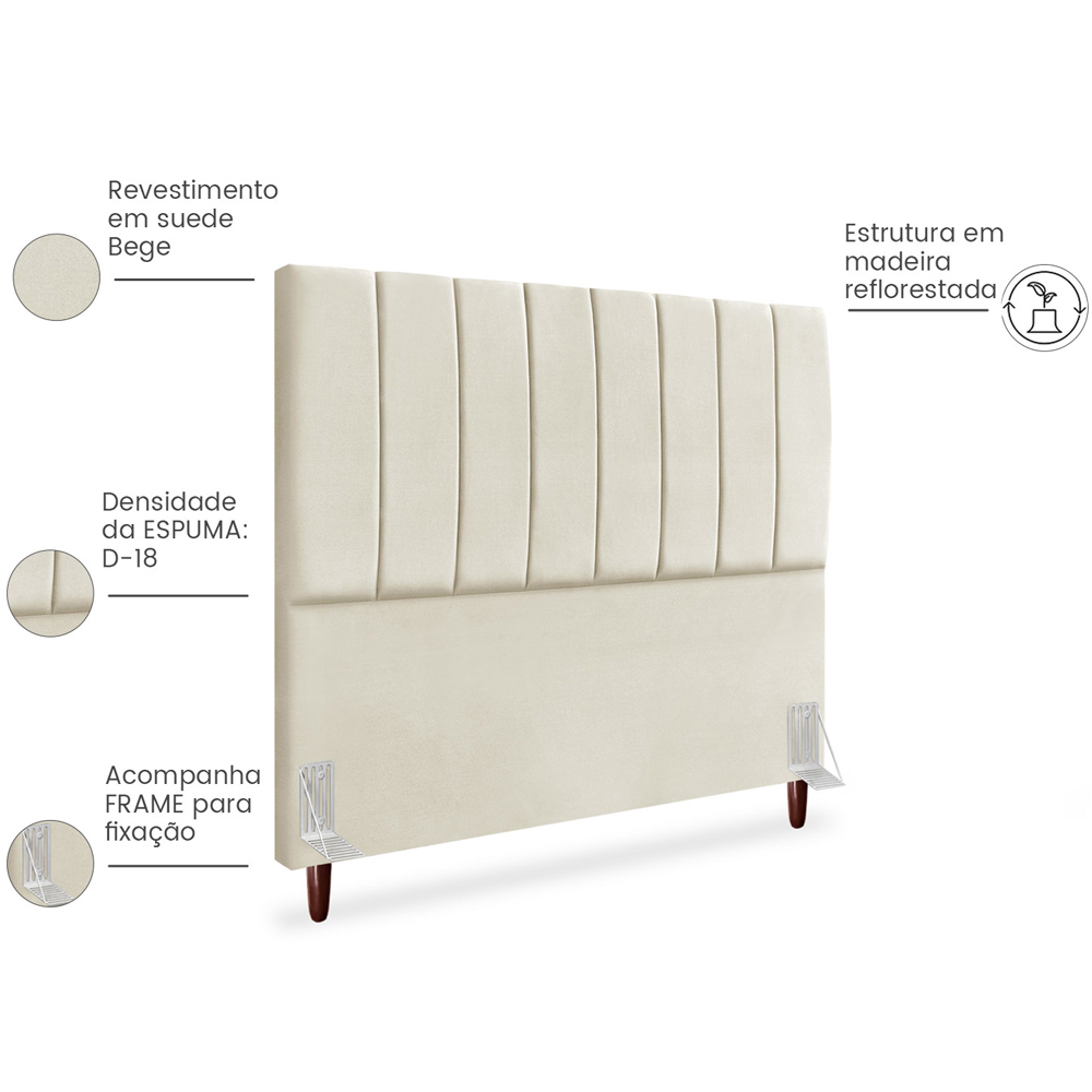 Cabeceira Queen 160cm Arlla Suede Bege RM