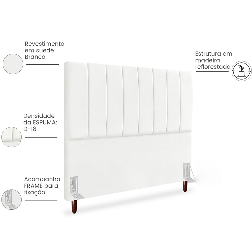 Cabeceira Queen 160cm Arlla Suede Branco RM