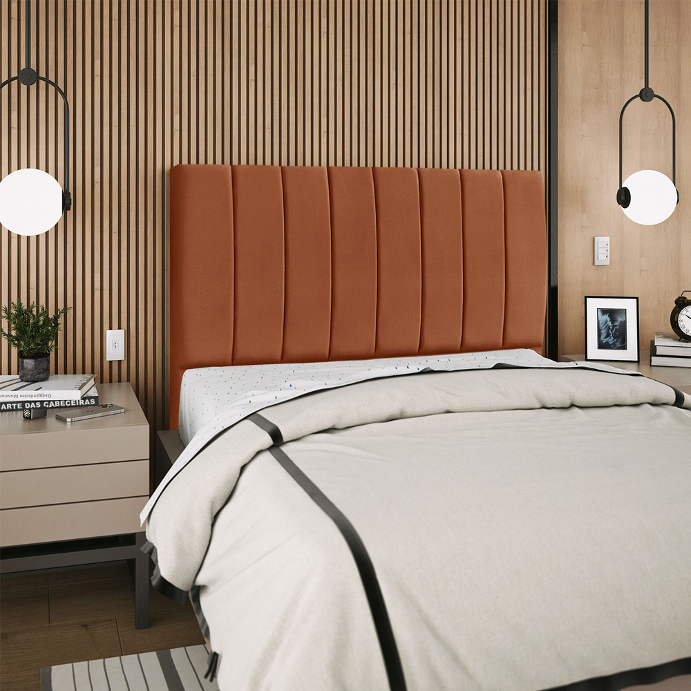 Cabeceira Queen 160cm Arlla Suede Terracota RM