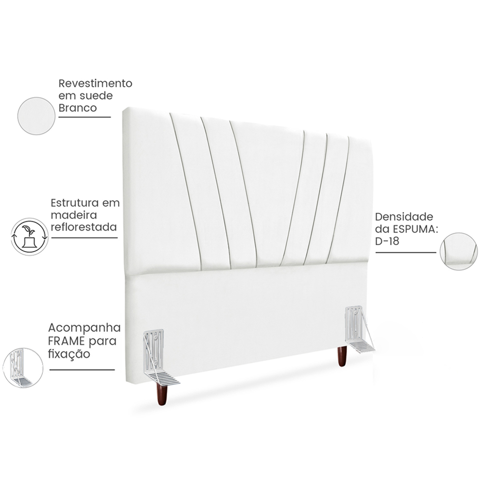 Cabeceira Queen 160cm Bell Suede Branco RM