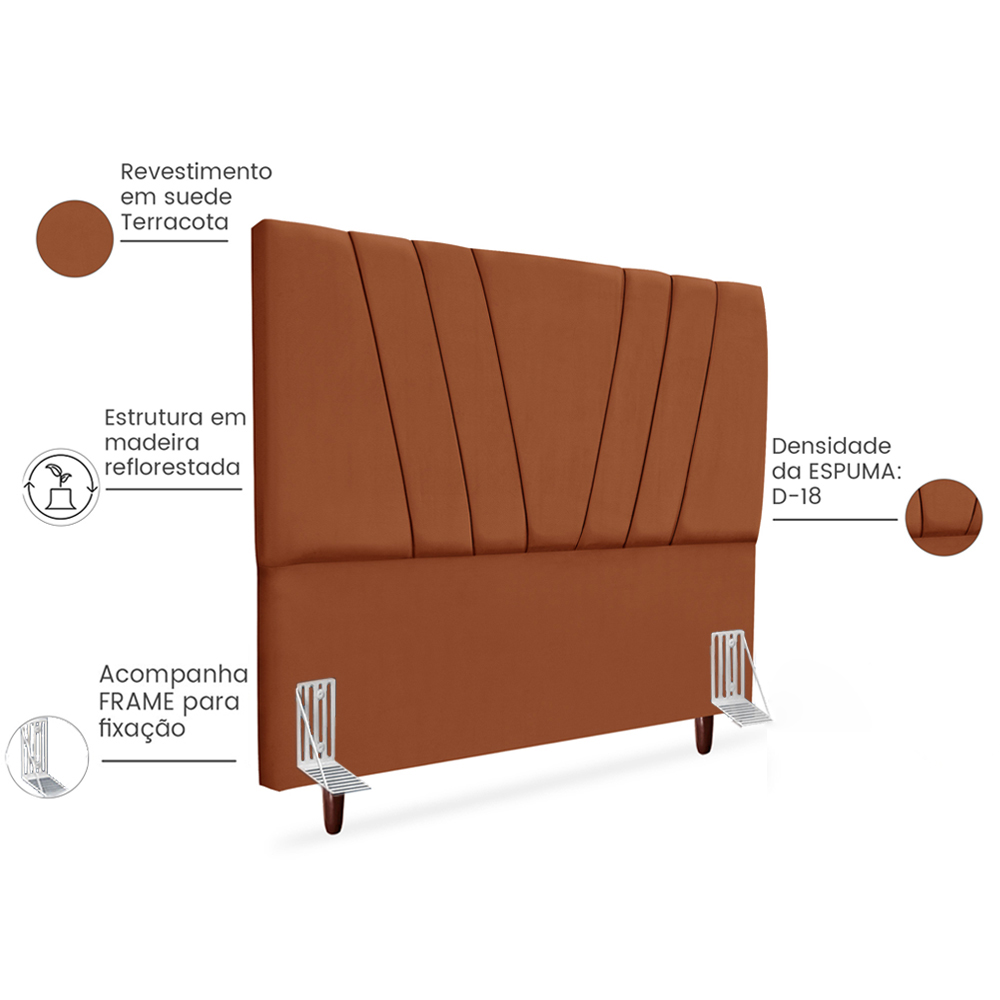 Cabeceira Queen 160cm Bell Suede Terracota RM