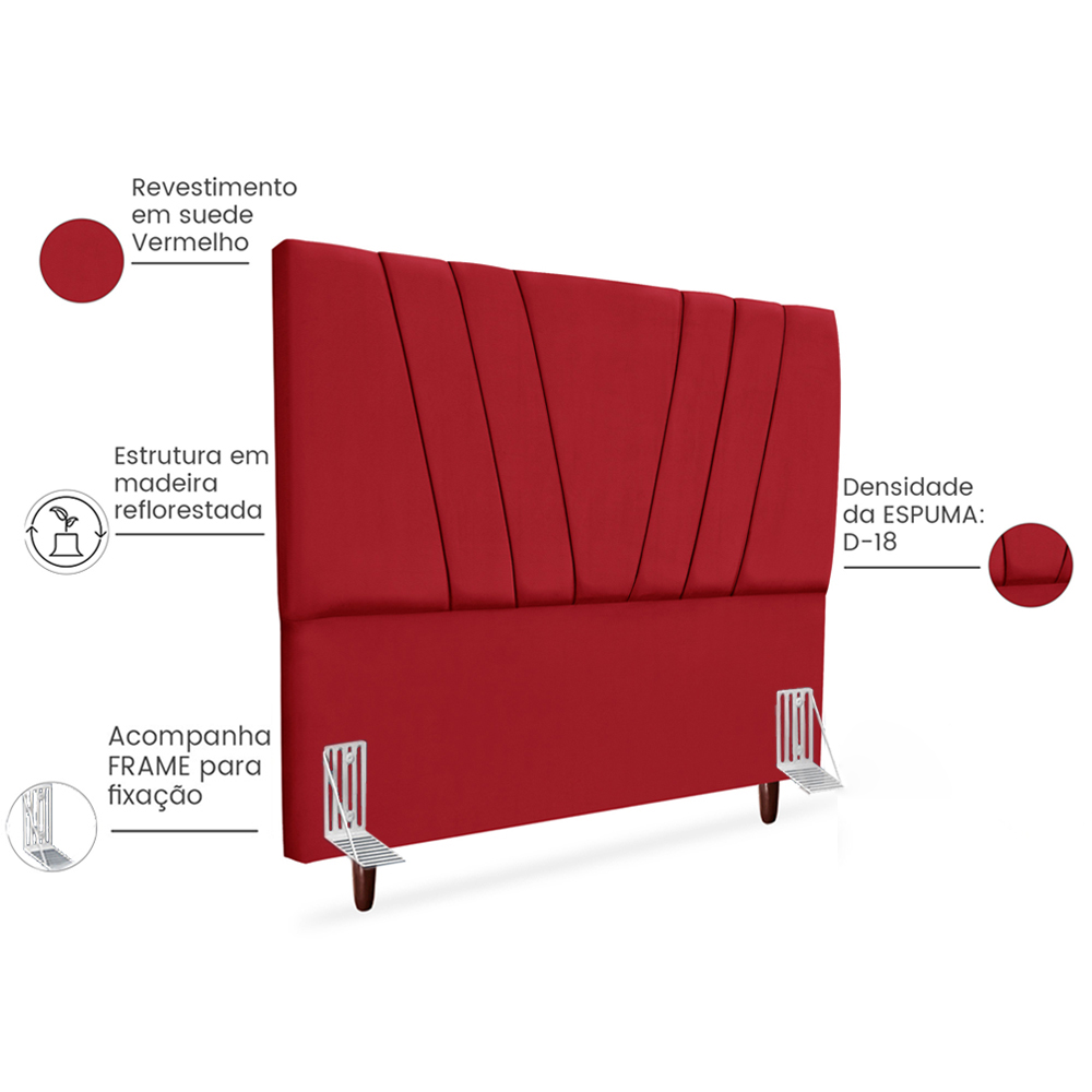 Cabeceira Queen 160cm Bell Suede Vermelho RM
